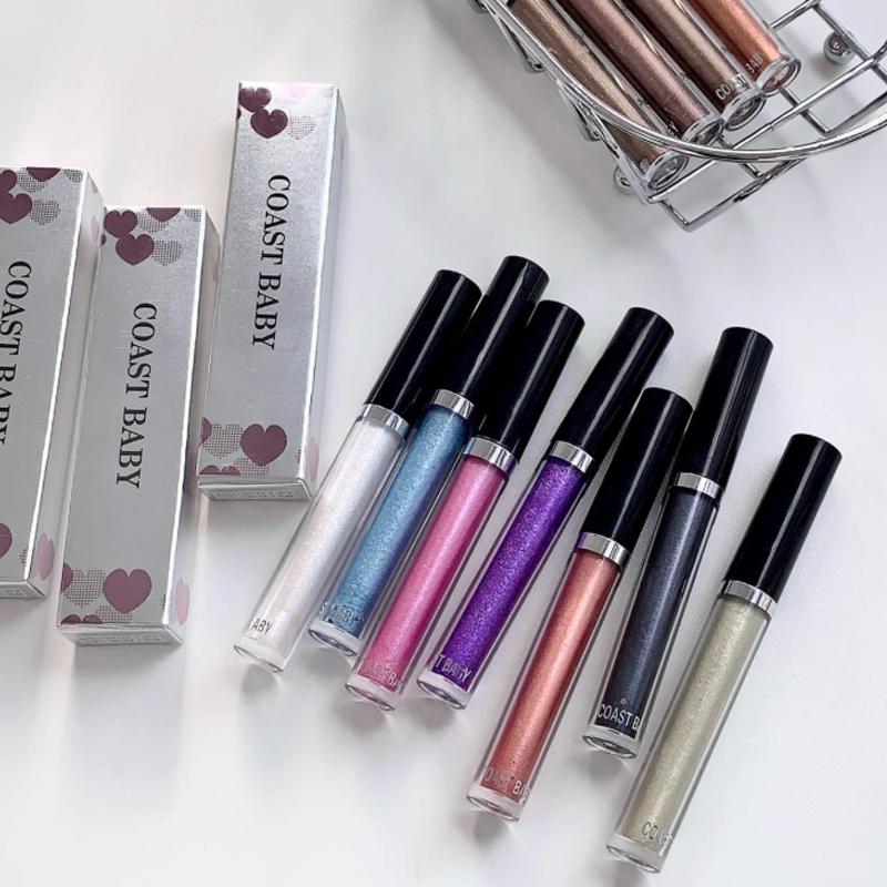 Maquillaje de Sombras de Ojos Líquidas Perladas de 12 Colores Natural Ahumado Plateado Brillante Diamante con Purpurina Sombras Impermeables Duraderas Maquillaje para Ojos