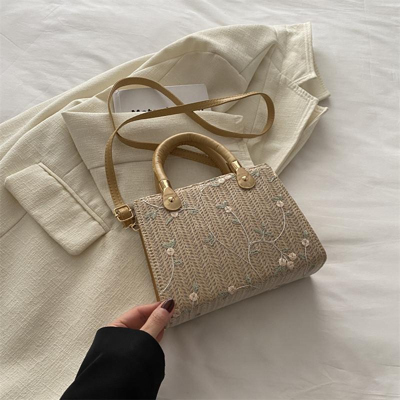 Trendy Street Style Womens Handcrafted Small Square Bag Soft Textured Woven Handbag