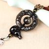 Natural Obsidian Car Accessorie Safe Travel Blessing Pendant Auto Rearview Mirror Ornaments Birthday Gift Auto Decoraction