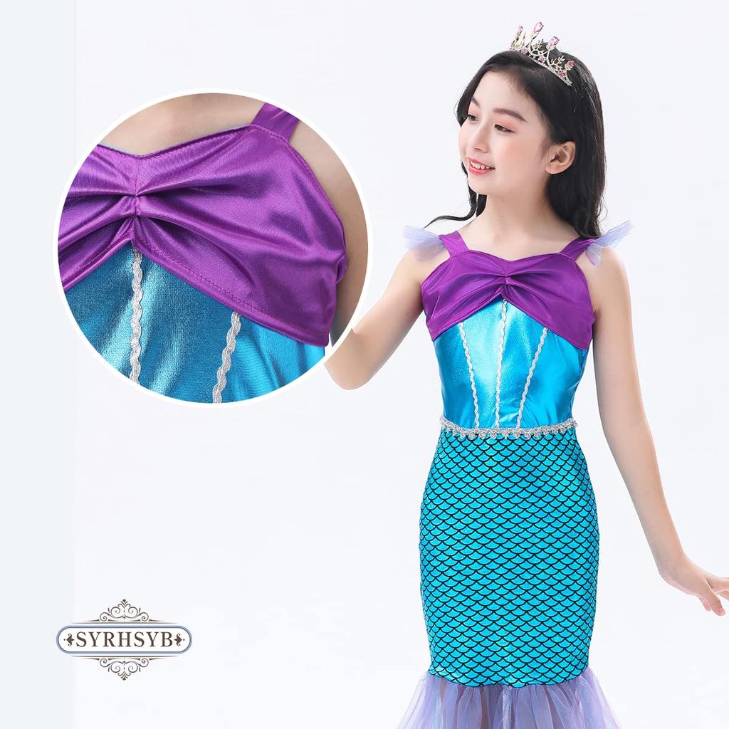 [SYRHSYB] Ariel Dress, Little Mermaid Dress, Mermaid Costume, Cosplay, Children's Costume, One-Piece Princess Dress, Stage Costume, Disguise,