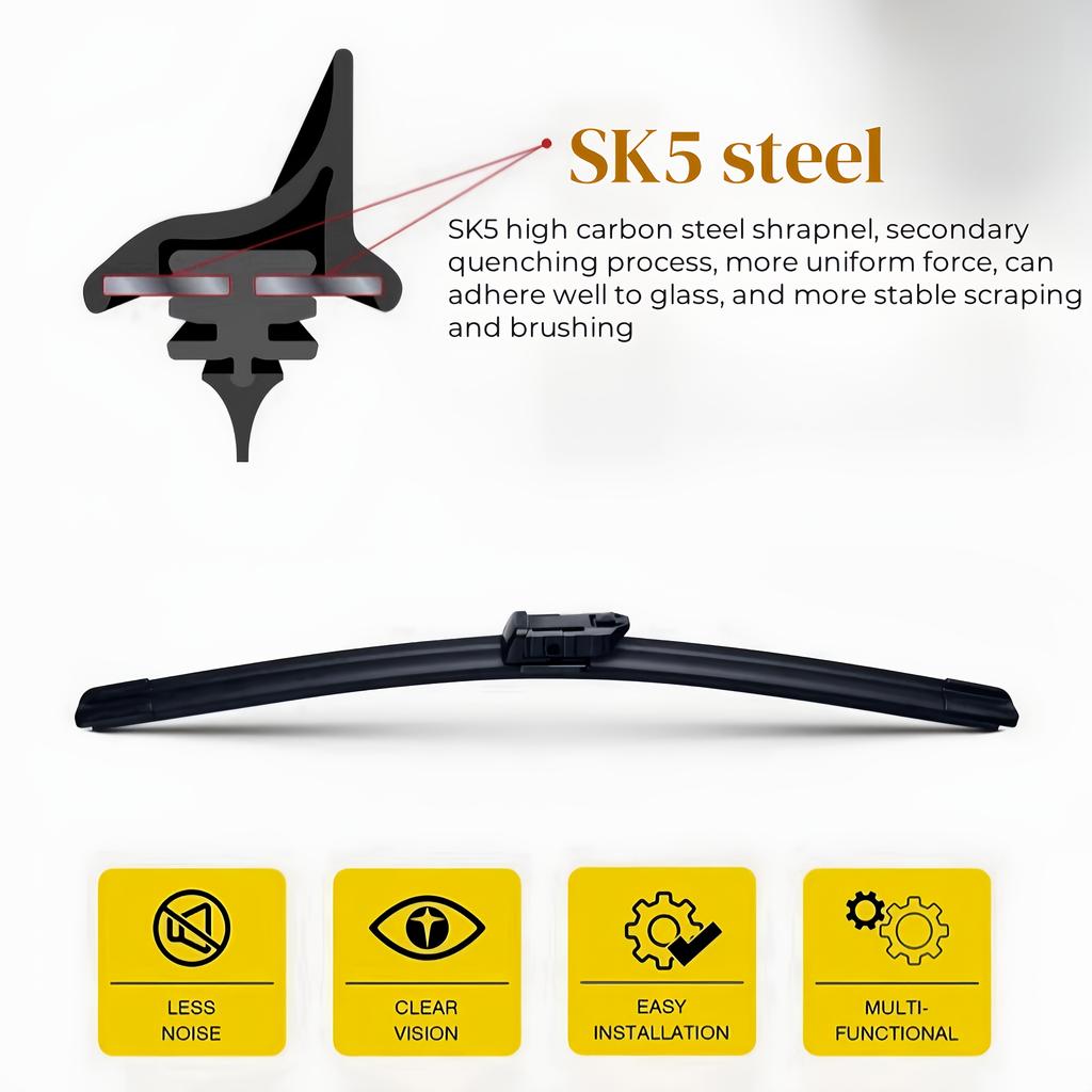 Set of Front And Rear Wiper Blades Suitable for Peugeot 207 Hatchback from 2006-2014, Including Windshield Sizes of 66.04cm, 43.18cm, And 40.64cm