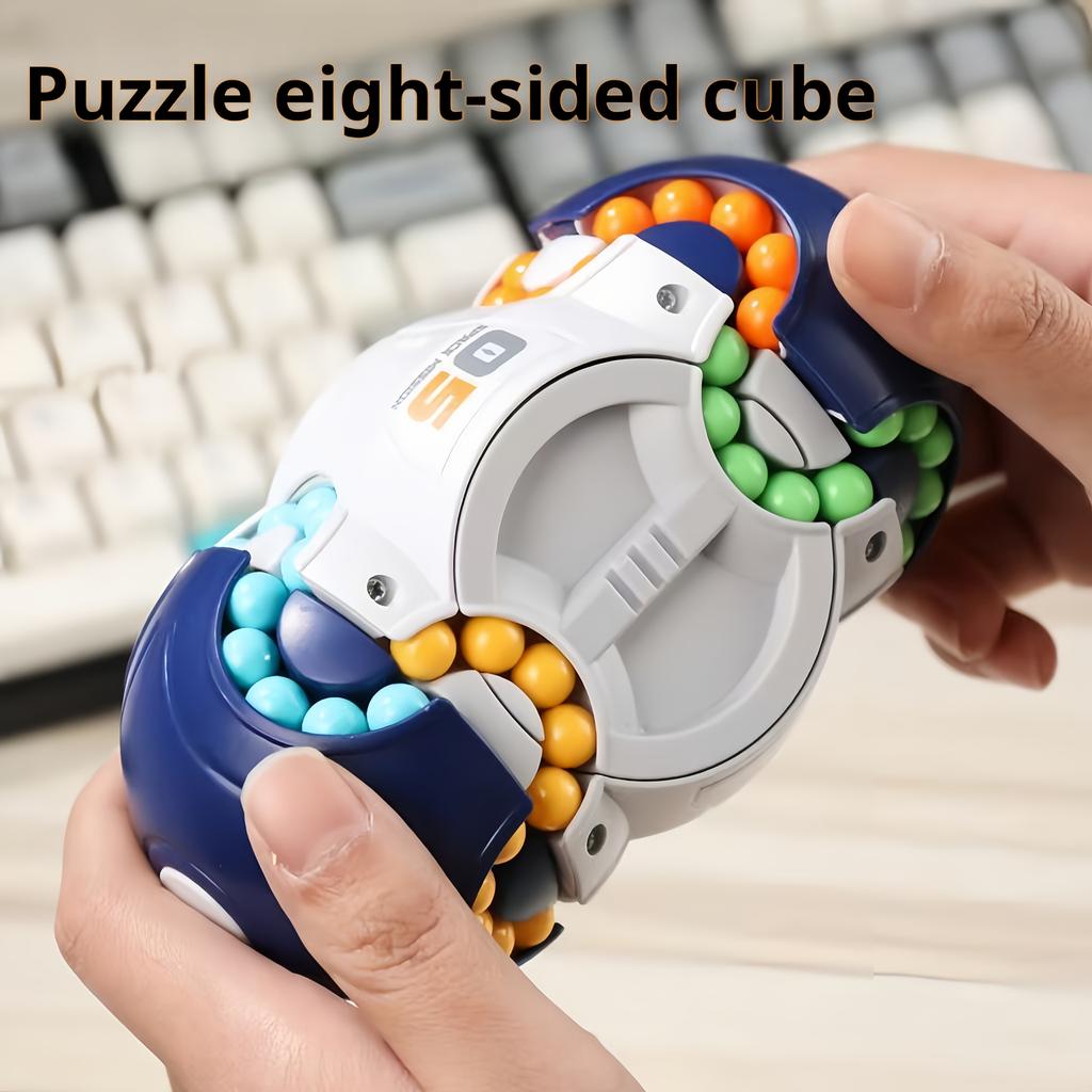 Challenging 3D Cylindrical Cube Puzzle Toy with Vibrant Beads - Magic Bean Gyro Spinning Slider Game,Ideal for Adults & Teens
