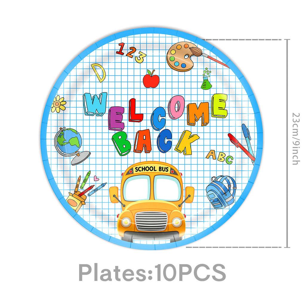 Animated Back To School Party Supplies Set With Paper Plates Cups Napkins For Student Celebration