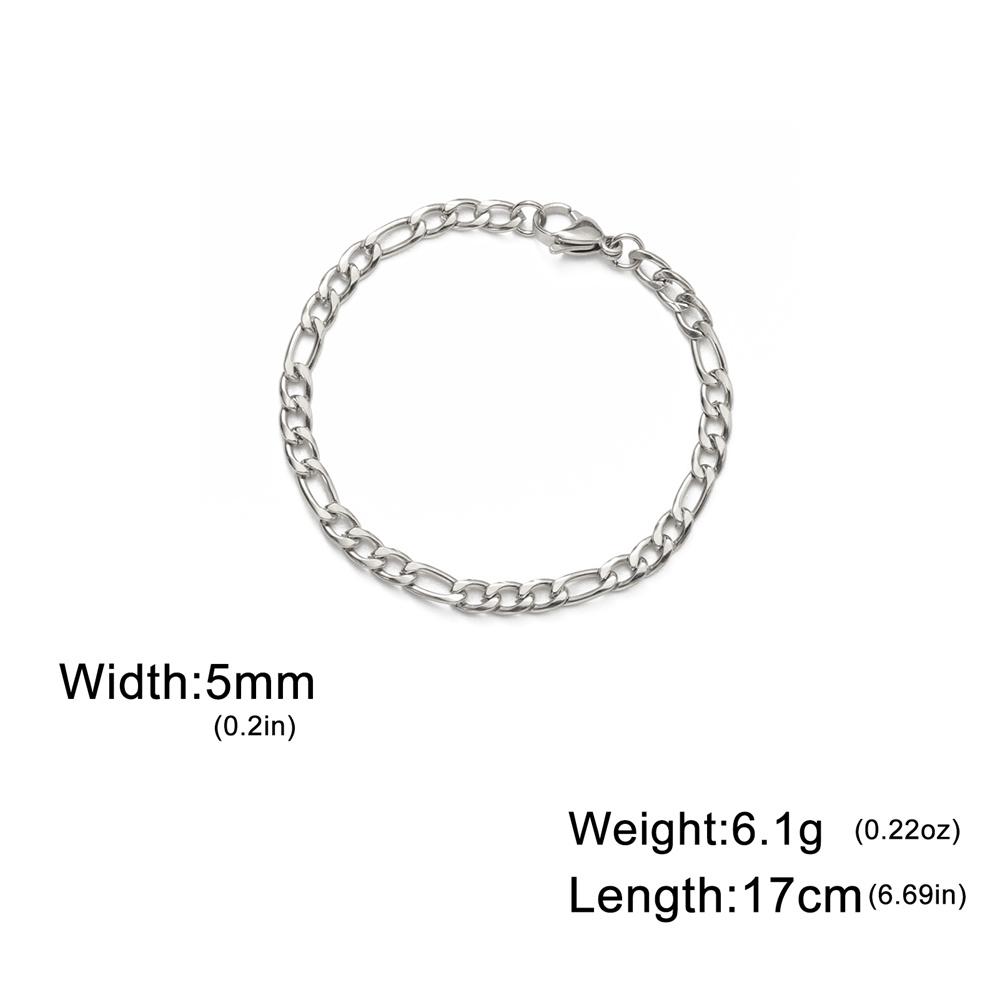 My Shape Fashion Cuban Chain Men Bracelet Stainless Steel 3/5/7/9mm Width Chain Bracelets Figaro Chain Boy Wrist Jewelry Couple