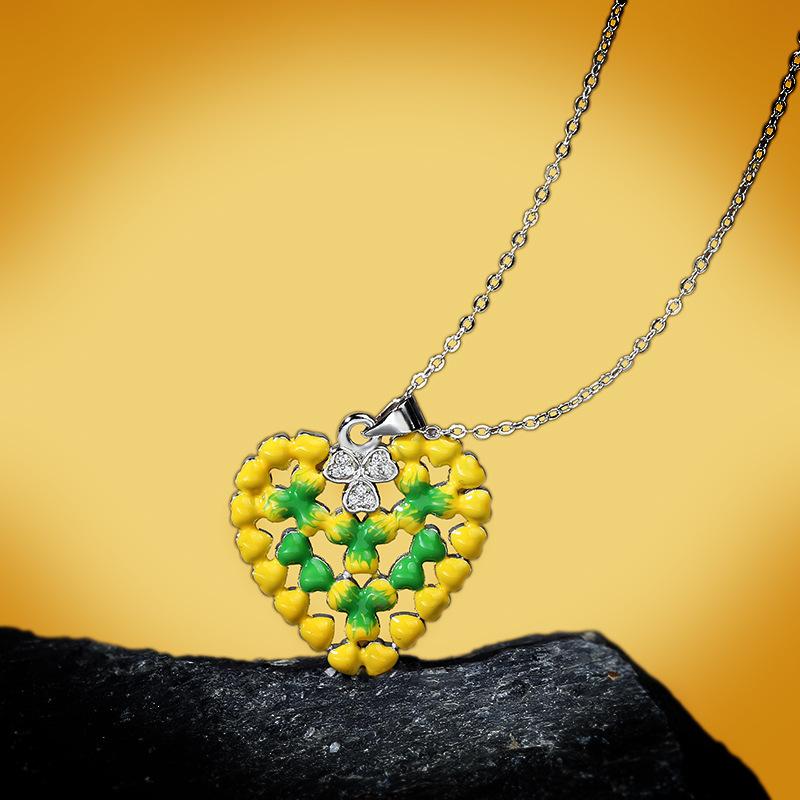 Emaille Mohnblume Edelstein Halskette Verstellbar Einfach Liebe Anhänger Weiblich