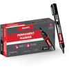 Luxor 1222 Refillable Permanent Bold Marker - Black - Box of 10
