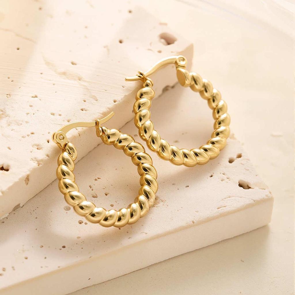 Raffinate Ear Cuff in Acciaio Titanio Oro 18k per Donna