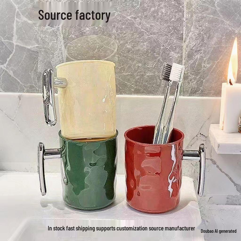 No-Drill Wall-Mounted Toothbrush & Cup Holder