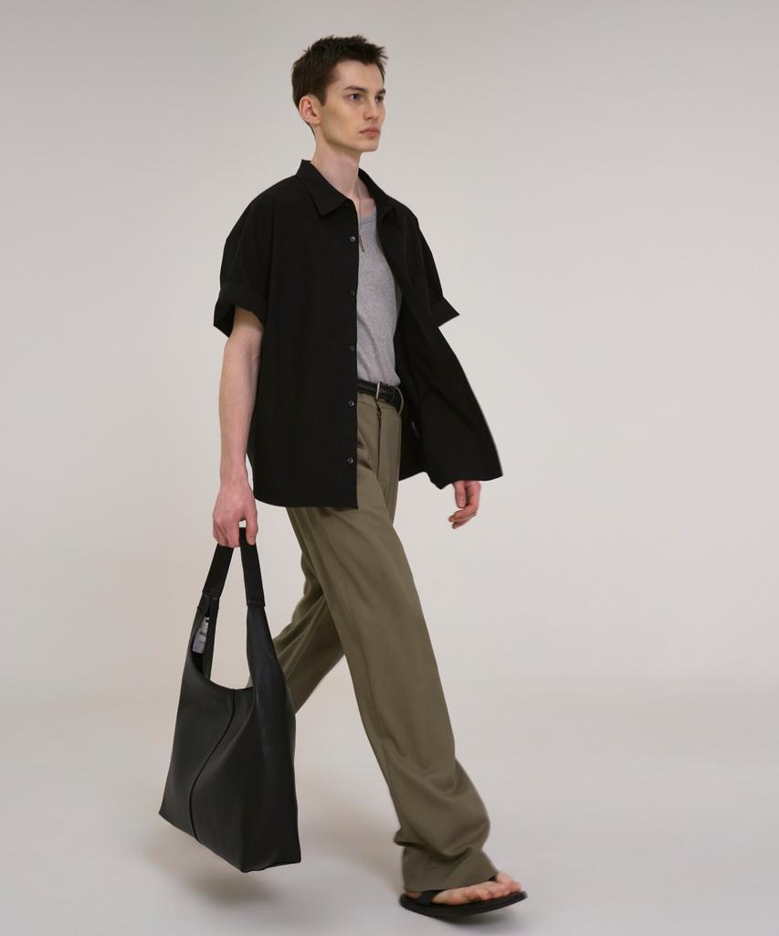 Sin And Lee Nocturnal Wide Pleated Wool Slacks Khaki