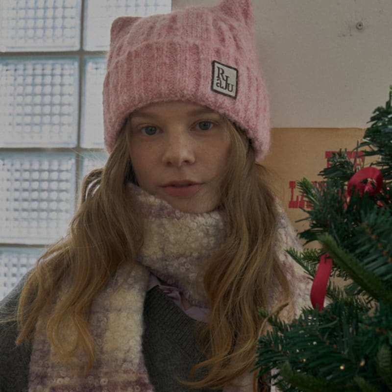 

RaJu Baby Cat Beanie_3 Color Pink Pink