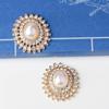 Engood 60Pcs 2 Rows Rhinestone Pearl Oval Button Sewing Trim Embellishments Craft Buckle DIY Bridal Bouquet Hair Ornaments Decor