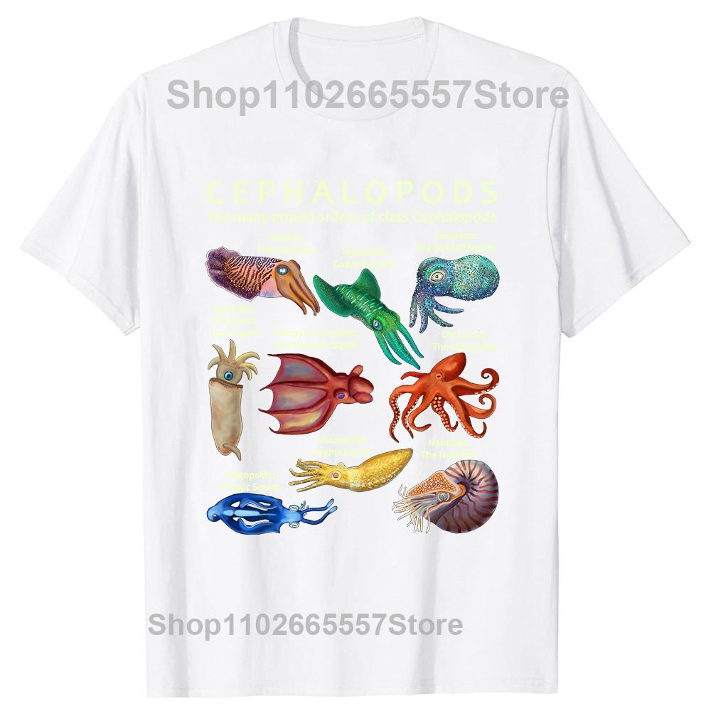 The Cephalopod Octopus Squid Cuttlefish Classic T Shirts Summer Graphic Cotton Streetwear Short Sleeve Birthday Gifts Tshirt S
