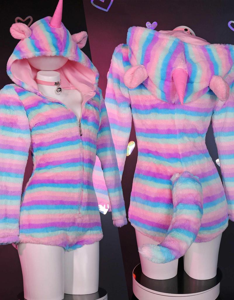 Mobbunny Beautiful Fluffy Outfit Disguise Women's Costume, Cosplay, Anime, Game, Homewear, Pajamas, Bodysuit, Leotard, Hoodie, Animal-Style