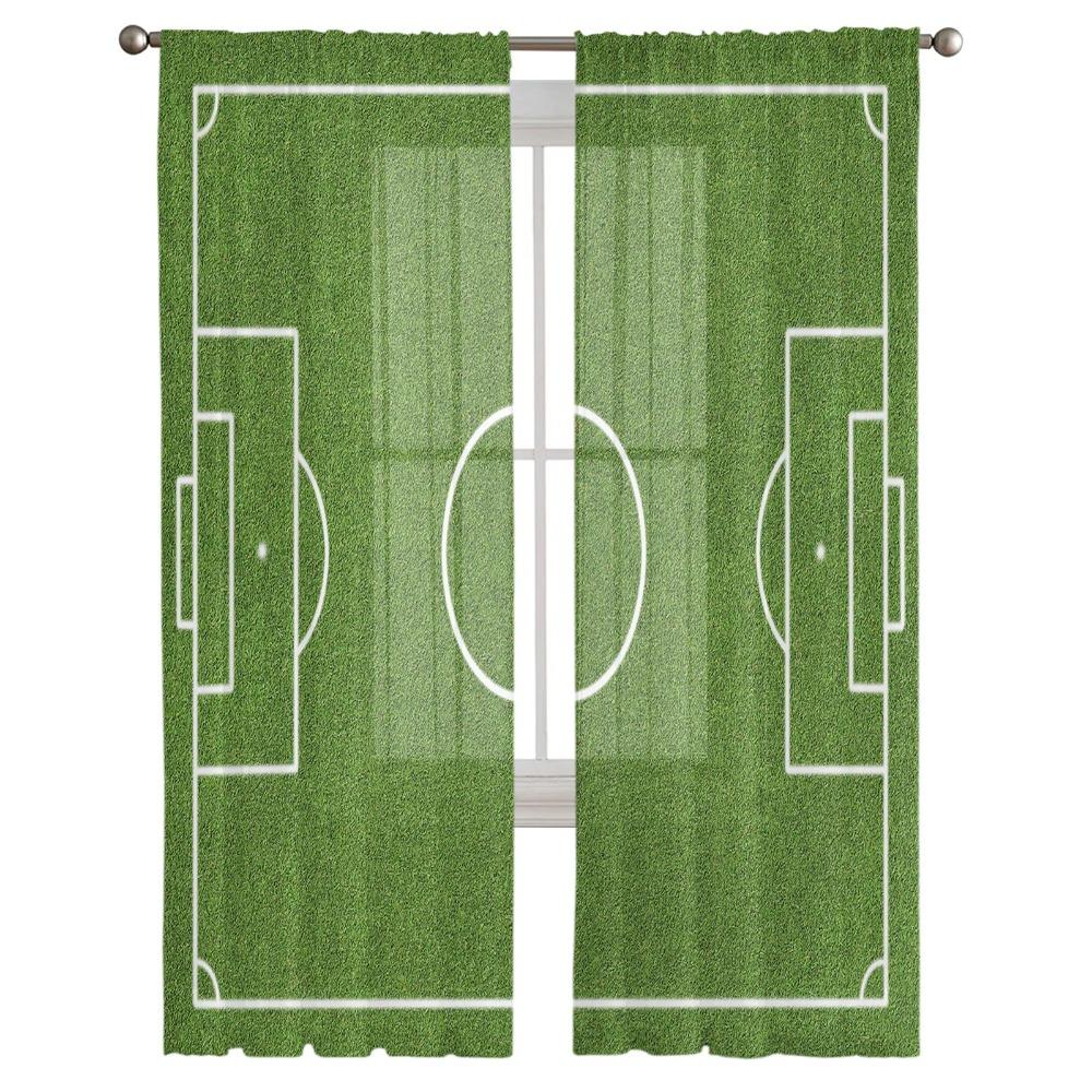 Fotbalové míče Fotbalové hřiště Čirý voál Závěs do obývacího pokoje Výzdoba ložnice Průhledné tylové závěsy Šifon Závěsy do oken