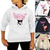 Felpa Kawaii Elegante di Kuromi con Design Grunge Gotico e Stampa Cartoons