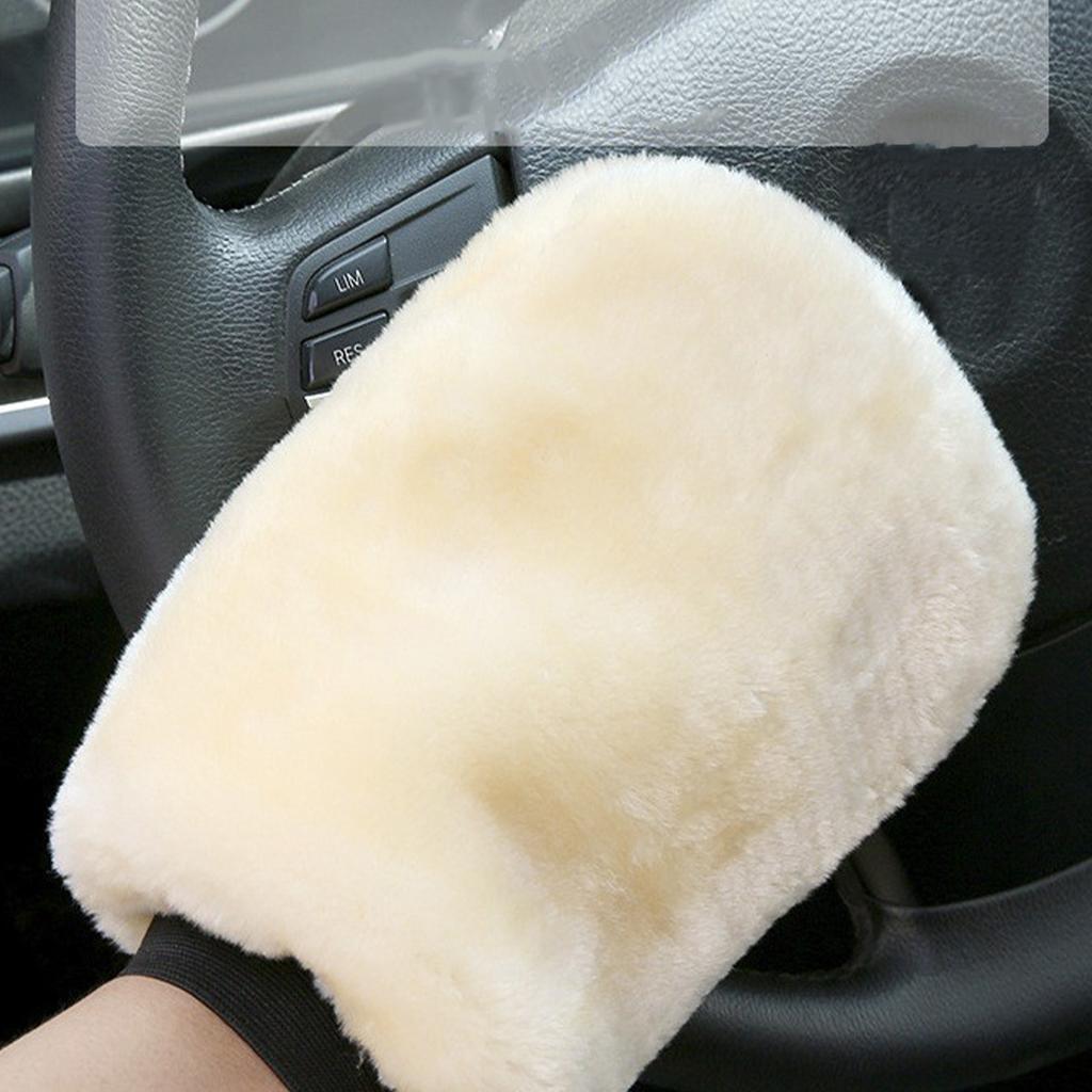 Wool Car Wash Mitt Versatile Gentle Highly Absorbent Double Sided Car Wash Glove for Car Beauty Cleaning