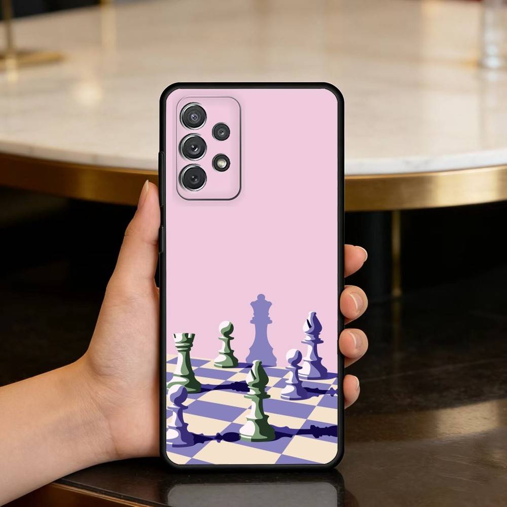 A-Art C-Chess Soft Silicone Black Cover Phone Case For Samsung Galaxy A73,A72,A71,A70,A53,A52,A51