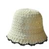 Women's Summer Sun Hat for Beach and Seaside, Sun Protection, Hollow Breathable Woven Bucket Fisherman Hat That Makes the Face Look Smaller