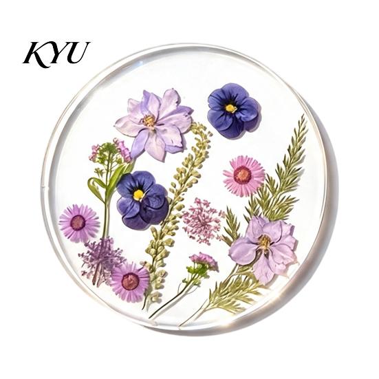 Modern Kitchen Table Decor Floral Print Acrylic Coaster, Non-Slip Surface Heat Resistant Protection Cup Pad, Mother's Day Gift Ideas Transparent Round