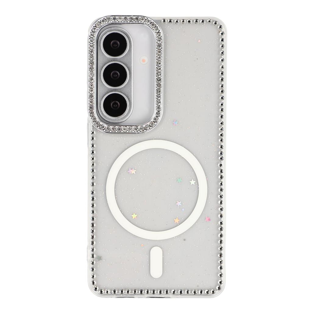 For Samsung Galaxy S26 Pro / S26 Magnetic Case Rhinestone Edge Glitter Back TPU + PC IMD Phone Cover
