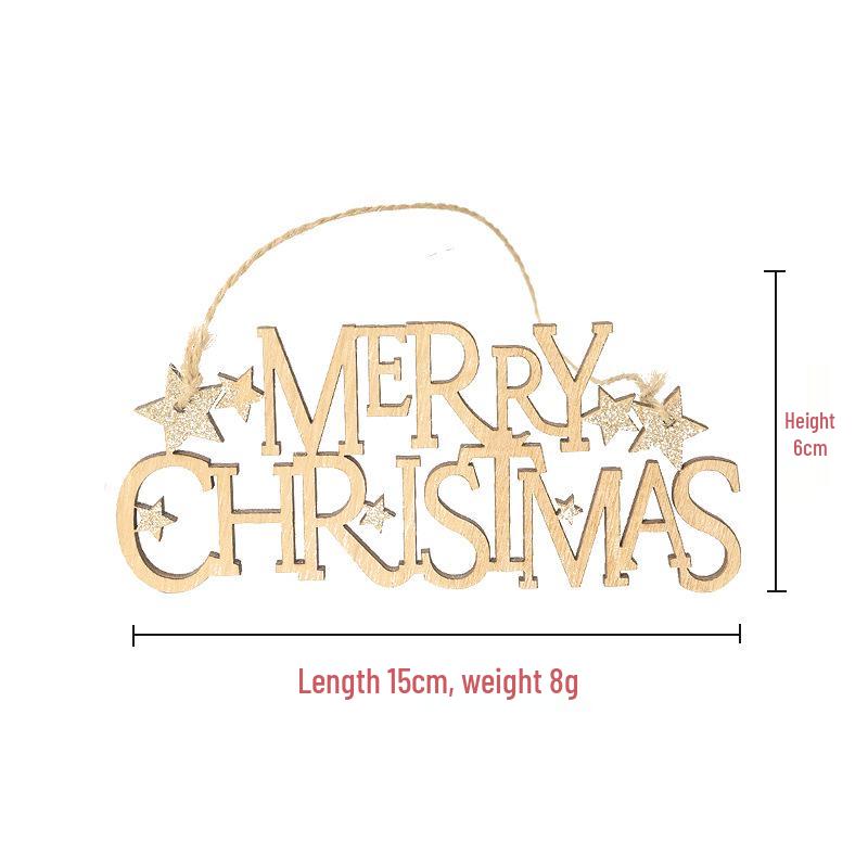 Qing Meng Wooden Christmas Letter Sign: Creative Hollow English Ornament for Home & Shop Decor