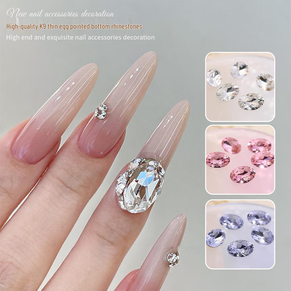 

3D Pink & White Crystal Diamond Nail Art Decoration - Internet Celebrity Style