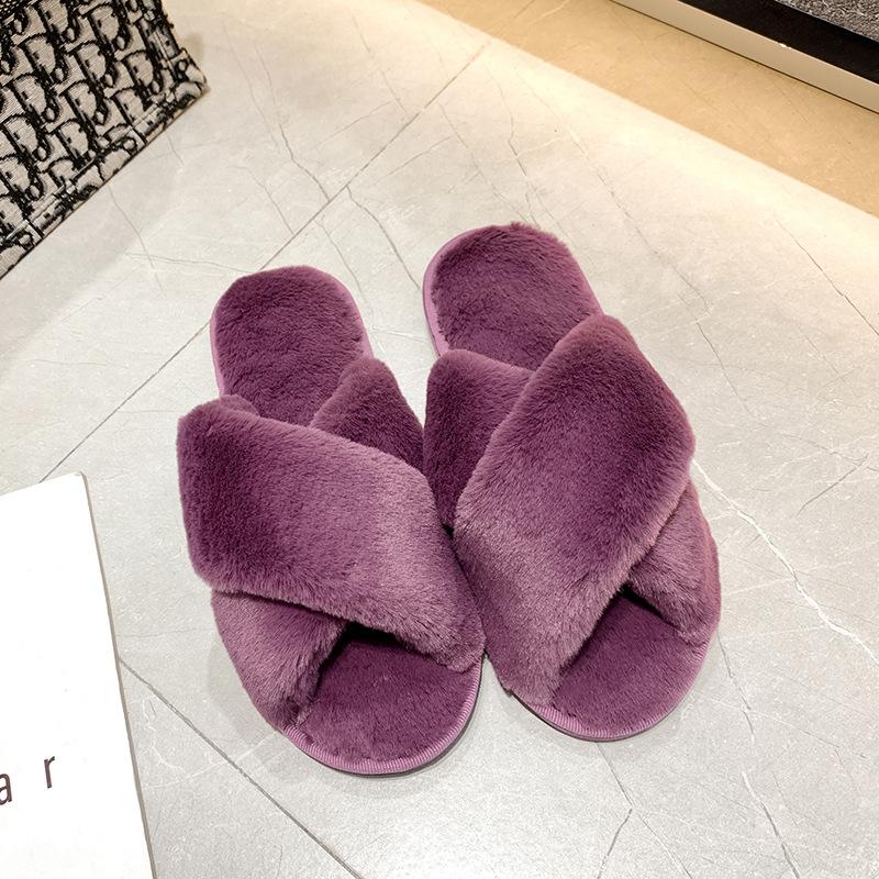 Популярные плюшевые тапочки-крестики новинка осени и зимы домашние теплые хлопковые утолщенные тапочки с открытым носком пушистые нескользящие тапочки 36 1998₽