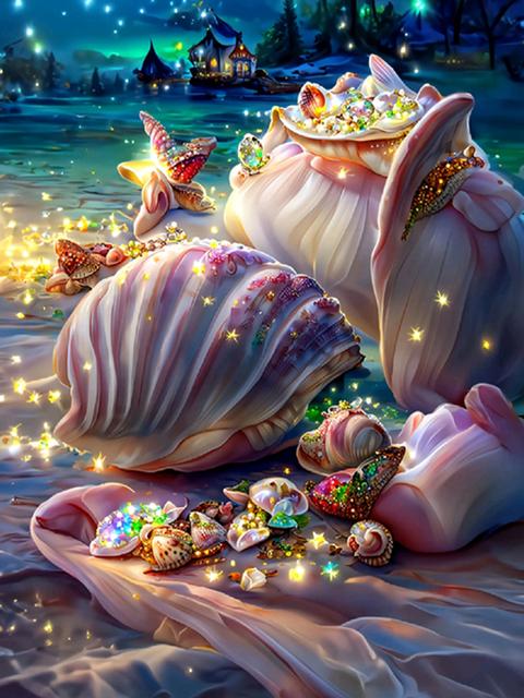 Fantasy Romance Beach Diamond Painting Kits Shell Conch Scenery Diy Diamond Art Embroidery Mosaic Cross Stitch Home Decor S420