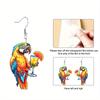 Cute Parrot Lemon Drink Acrylic Earrings for Women Chic Fashion Earrings Animal Earrings Female Versatile Earrings Holiday Gifts for Best Friends
