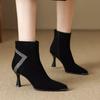 2026 New Elegant with Medium Heels Pointed Toe Booties  Suede Autumn Winter Ankle Boots for Women  Woman Short Shoes