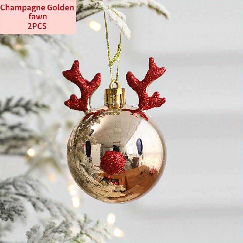 2Pcs /Lot Christmas Tree Ornaments Elk Scene Pendant Decorations Red Elks Diameter Balls Hanging Plastic Gift