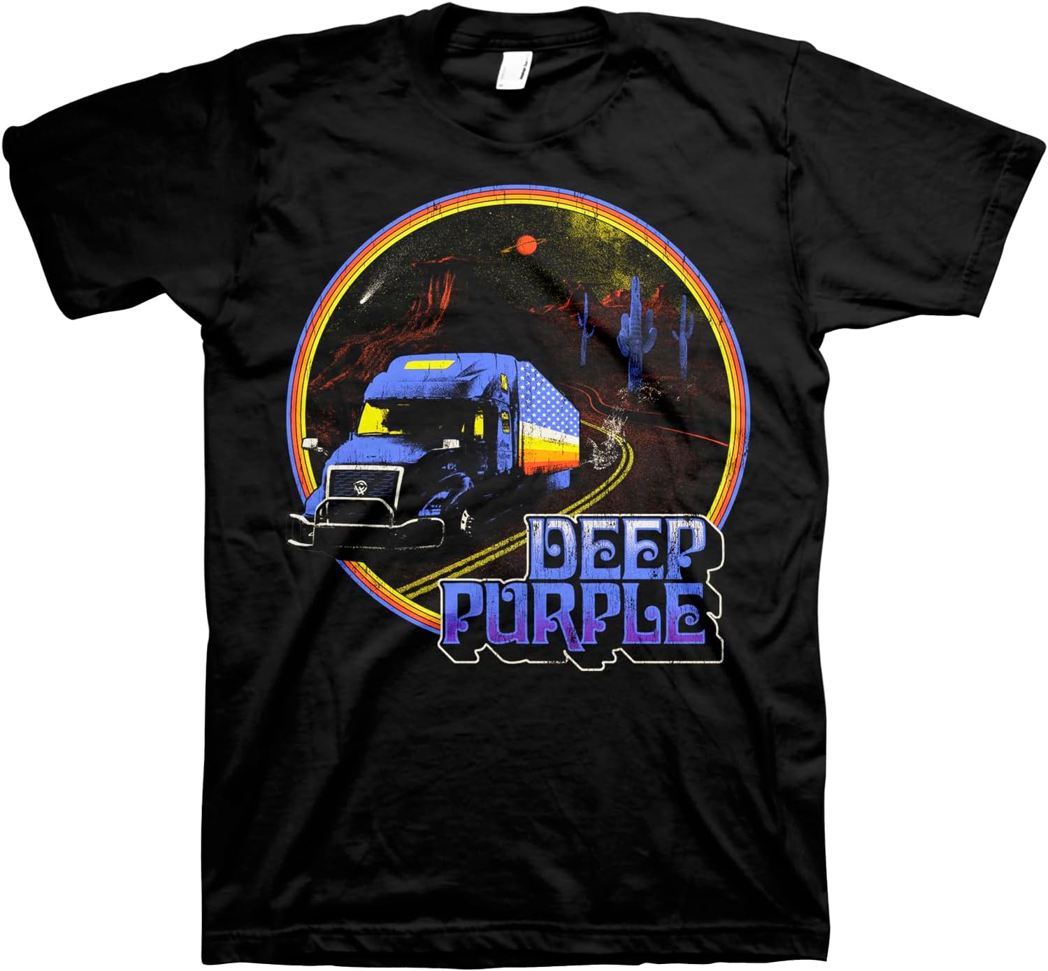 

Deep Purple Band T Shirt Space Trucking Adult Black Short Sleeve Rock Band Vintage Style Graphic Tees 5XL різнокольоровий