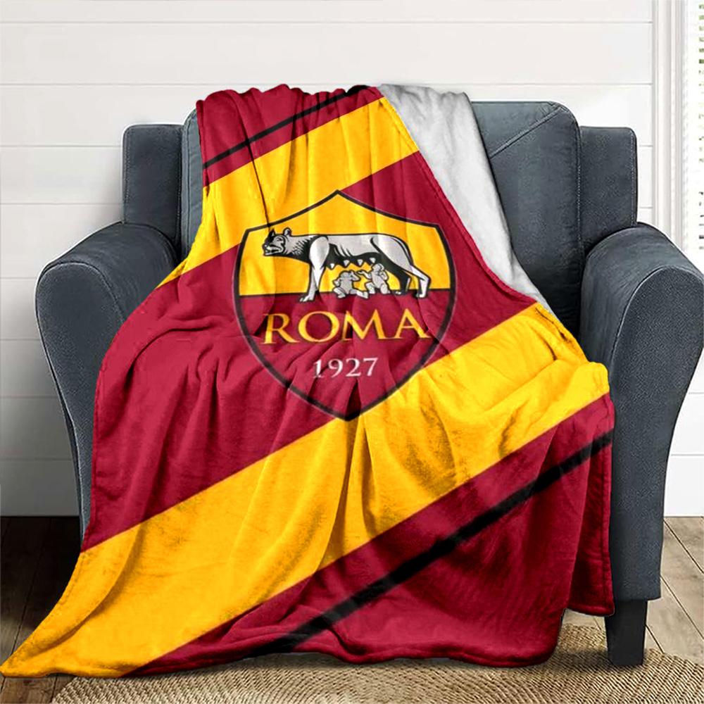 Coperta in Flanella con Stampa Logo AS Roma Alta Qualità Calda Confortevole Coperta per Tutte le Stagioni Perfetta per Regali Decorazione per la Casa