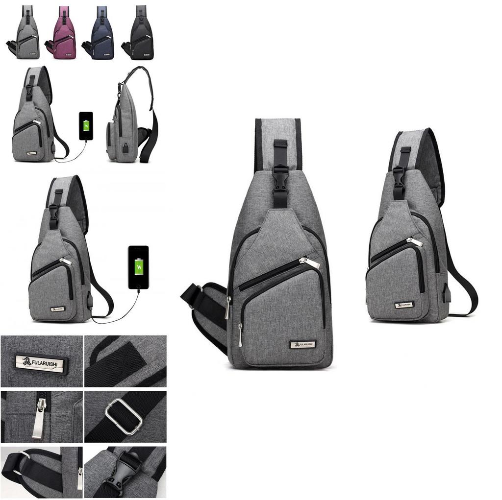 Versatile Crossbody Shoulder Bag For Men With External Usb Port And Front Pocket