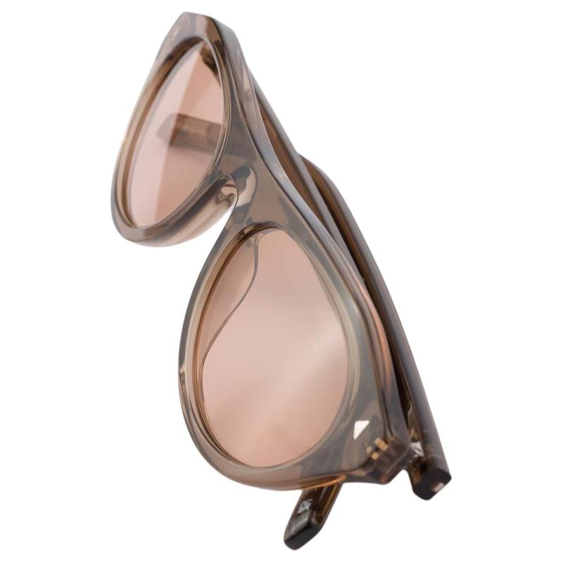 Prada Monogram Refined Details Acetate Oval Sunglasses Women's Transparent Clay