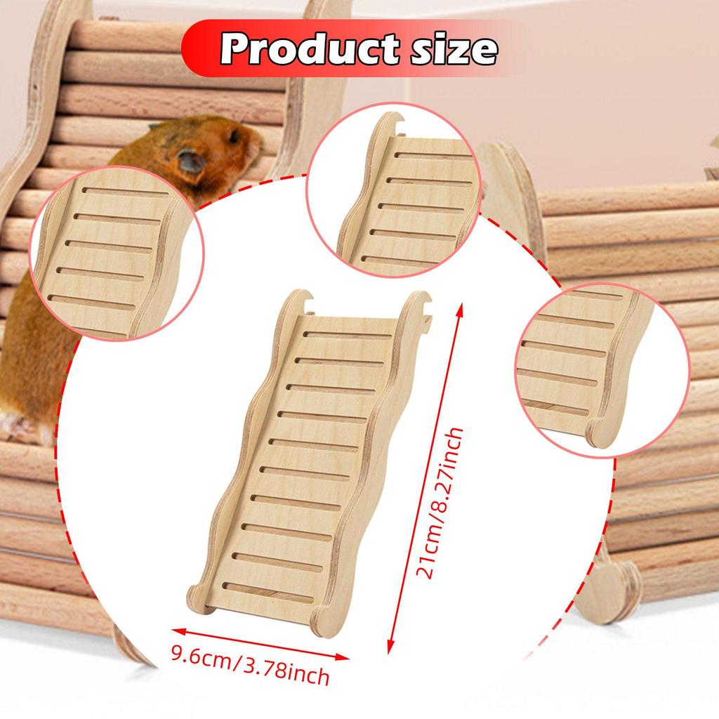 Multipurpose Wooden Hamster Ladder Bridge Stable Ramp for Mice Gerbil Bunny Cage Training Small Animal Toy