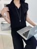 Women's Slim Fit Scissor Collar Merino Wool Sleeveless Sweater for Early Autumn