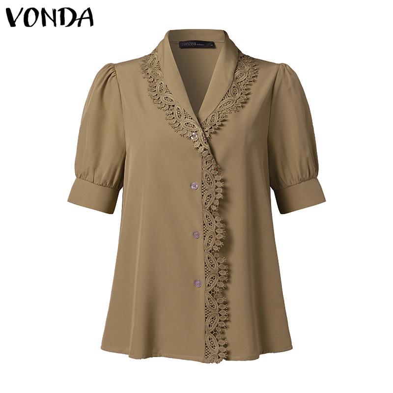

VONDA Летние женские однотонные повседневные топы с пышными рукавами