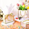 12 Stück Kleine Geschenktüten mit Griffen, Weißgoldene Mini-Tüten, 5,51x 2,36x4,72 Zoll Kleine Dankesgeschenktüten Großpackung mit Band