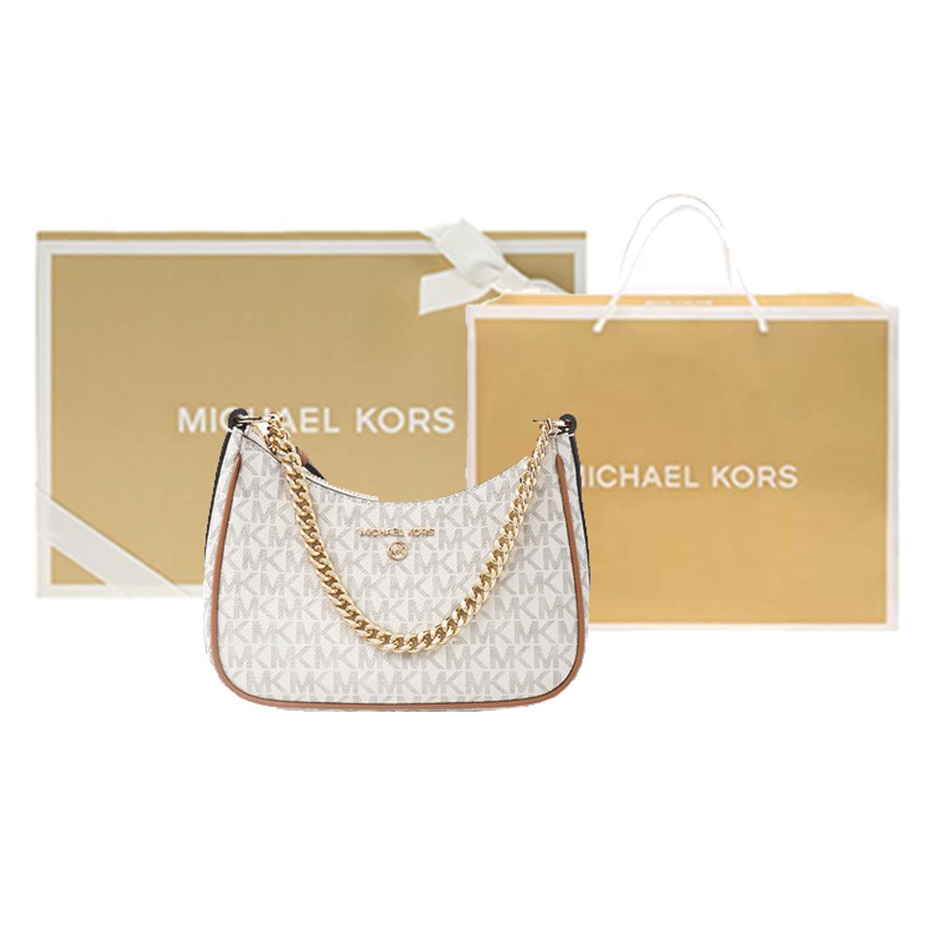 New MICHAEL KORS Jet Set Charm Canvas With Leather Shoulder Bag, Handbag, Shoulder Bag Women's Vanilla White 32H1GT9C1B-VANILLA-ACORN