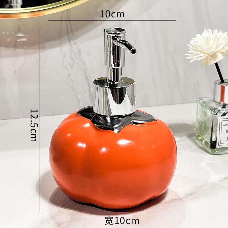 

Red Persimmon Lotion Bottle Ceramic Soap Liquid Container Home Hotel Shampoo Cleansing Water Storage Bottle Bathroom Accessories