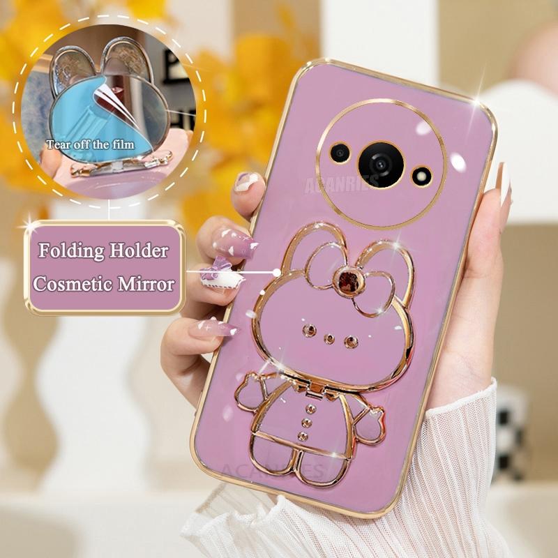 

Redmia3 Роскошный чехол-держатель для зеркала с покрытием для Xiaomi Redmi A3 4g A1 A2 Plus 13 12 13c 12c 10 10a 10c 9c Силиконовый чехол-подставка Redmi A3 4g