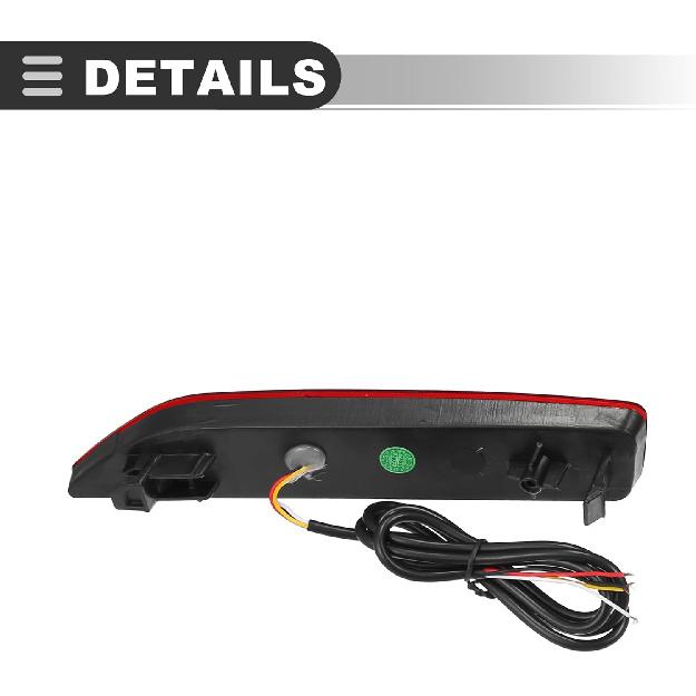 Motoforti Rear Bumper Brake Tail Light, for Honda CRV 2007 2008 2009, Plastic, Black Red, 2pcs