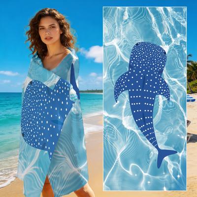 Whale Shark Underwater Ripple Ocean Pattern Beach Towel Nautical Marine Theme Lightweight Towel For Coastal Beach Pool Holiday
