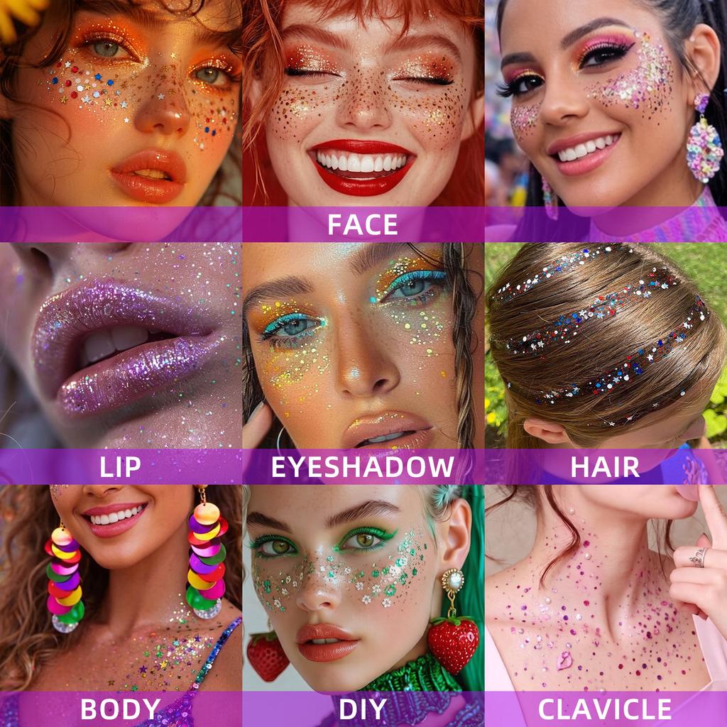 Festival Glitter Gel Body Shimmer Face Stickers Eye Makeup Glitter Packets