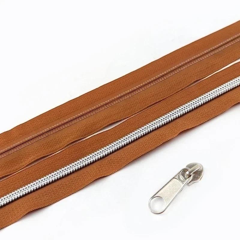 3/5/10M 5# Nylon Zipper Tape with Slider Bags Clothes Repair Zippers Plastic Coil Zip DIY Garment Replace Sewing Accessories