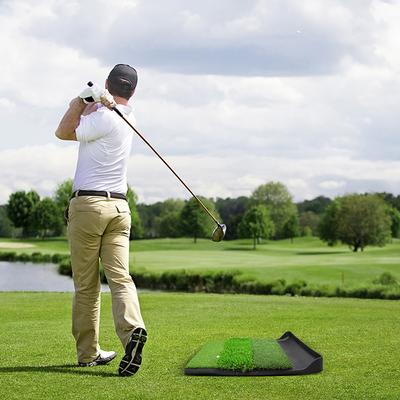 Golf Practice Mat Golf Hitting Mat with Golf Ball Tray for Indoor Outdoor Training