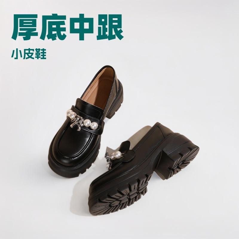 British style platform Oxford shoes fringed pearl new British small leather shoes small heel loafers