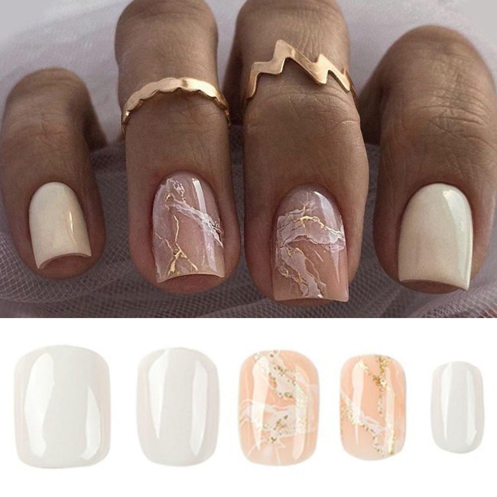 

French Fake Nails White Halo Nail Tips DIY False Nails for DIY