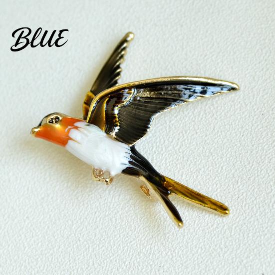Men Bird Brooch Enamel Swallow Women Oil Dripping Lapel Pin